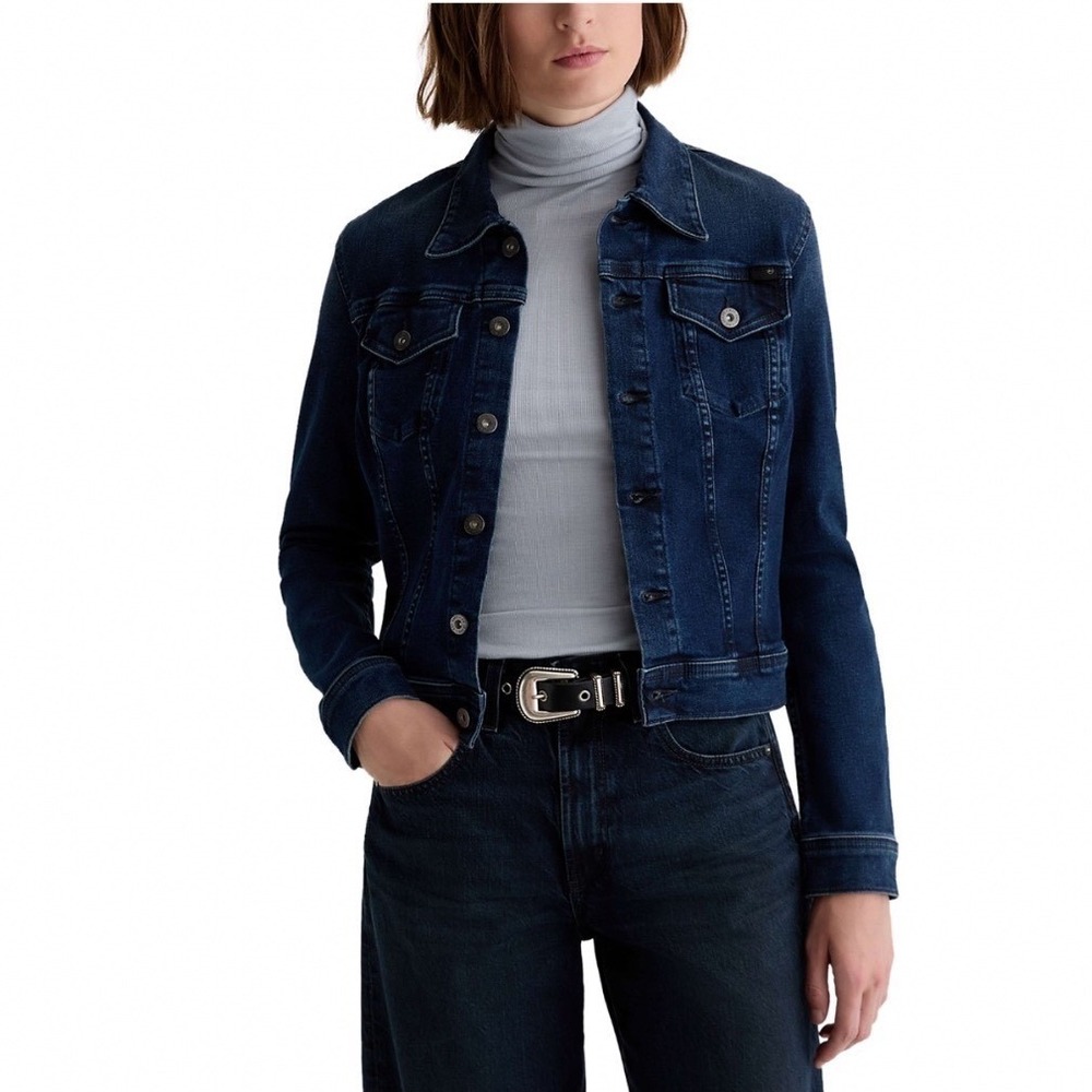 AG Adriano Goldschmied Robyn Denim Jacket Side Effect Dark Indigo XS EMP4087